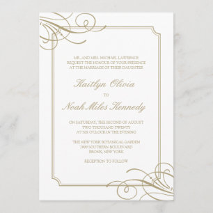 Klassische Luxus Gold Elements & Frame Wedding Einladung