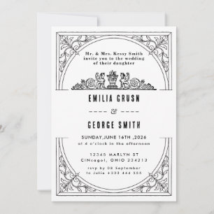 Klassische Luxus-Hochzeitseinladung mit altem Geld Einladung