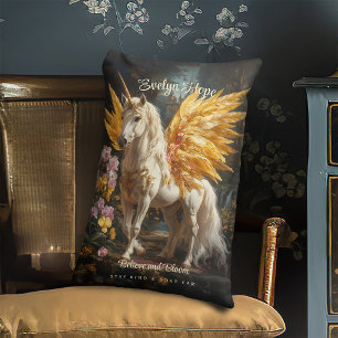 Klassische Malerei weißer Pegasus mit goldenen Flü Lendenkissen