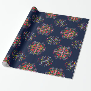 Klassische Mandala-Ornamente dunkelblaues Muster Geschenkpapier
