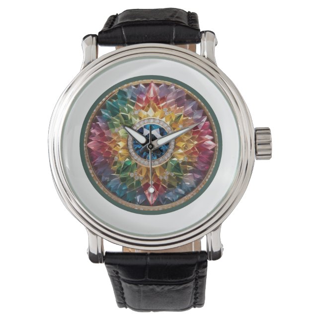 Klassische Männerbügel mit Vintagem schwarzem Lede Armbanduhr (Vorderseite)