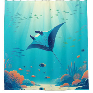 Klassische, Mantarochen-Küstenkunst Duschvorhang