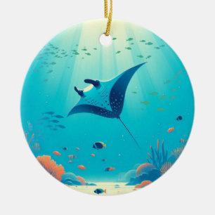 Klassische, Mantarochen-Küstenkunst Keramik Ornament