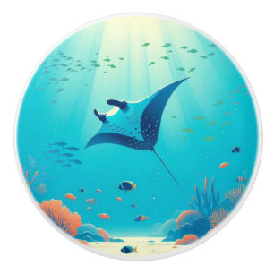 Klassische, Mantarochen-Küstenkunst Keramikknauf