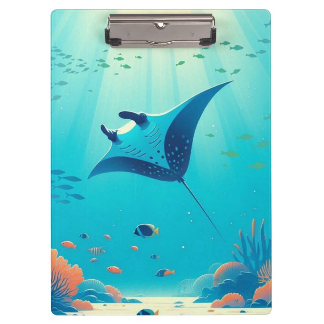 Klassische, Mantarochen-Küstenkunst Klemmbrett (Vorderseite)