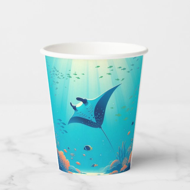 Klassische, Mantarochen-Küstenkunst Pappbecher (Vorderseite)