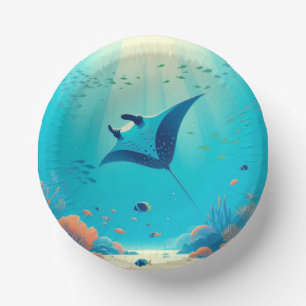 Klassische, Mantarochen-Küstenkunst Pappteller