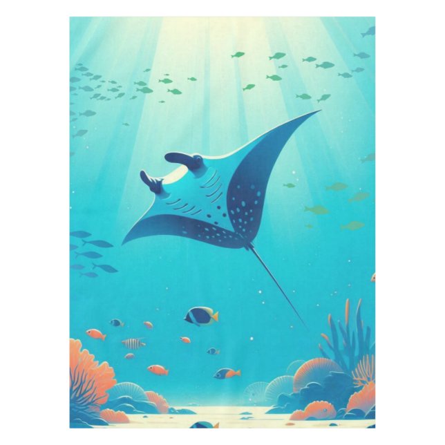 Klassische, Mantarochen-Küstenkunst Tischdecke (Vorderseite)