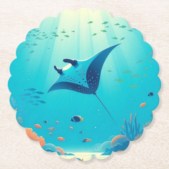 Klassische, Mantarochen-Küstenkunst Untersetzer (Vorderseite)