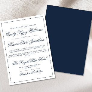 Klassische Marine Elegance Script Regal Einladung
