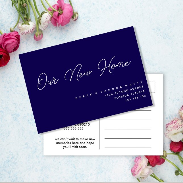 Klassische Marine | Elegant haben wir den Adressen Ankündigungspostkarte (Von Creator hochgeladen)