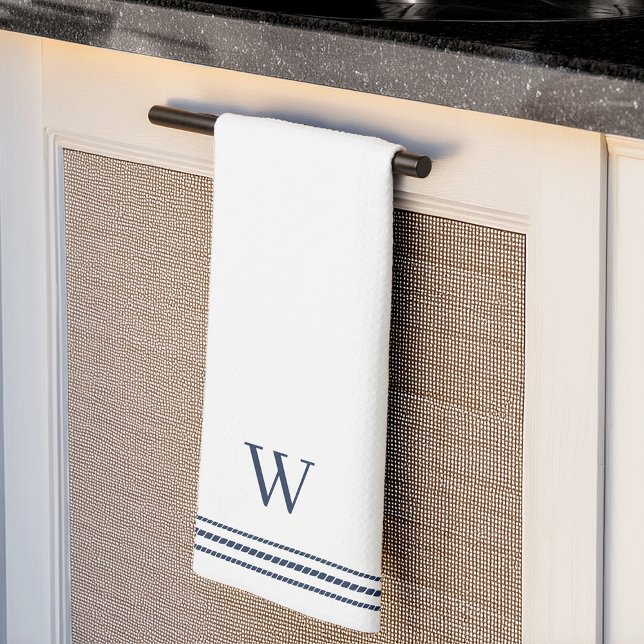 Klassische Marine | Seilstreifen Monogramm Geschirrtuch (Von Creator hochgeladen)