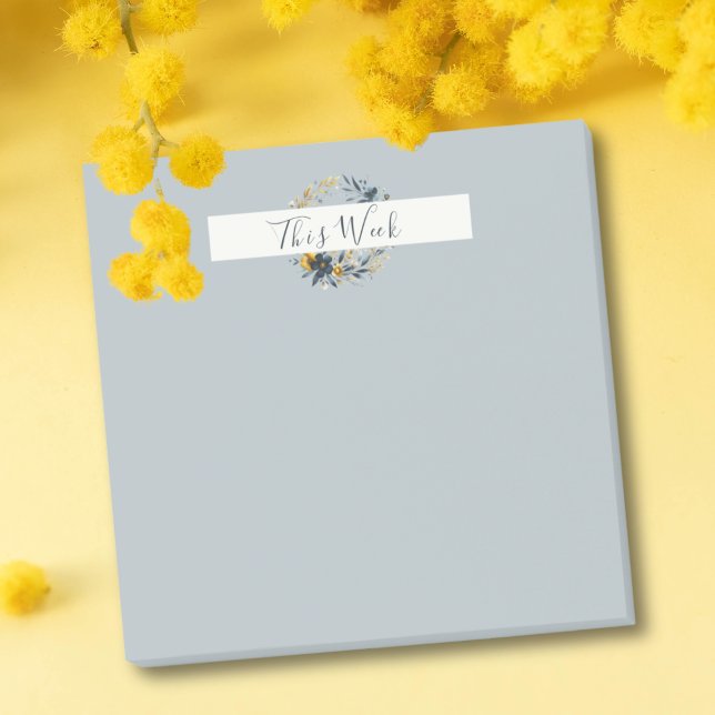 Klassische Marine und Gold Floral Wreath Blue Post-it Klebezettel (Von Creator hochgeladen)