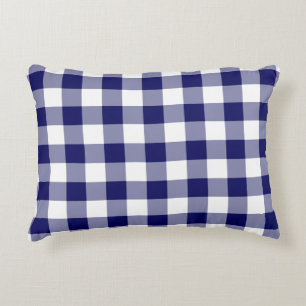 Klassische Marine und White Gingham Pattern Zierkissen