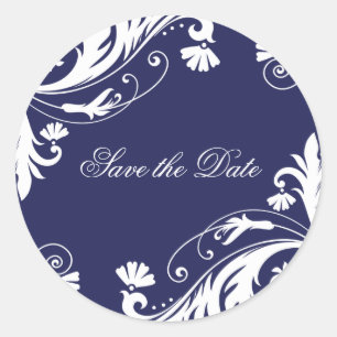 Klassische Marine und White Wedding Stickers
