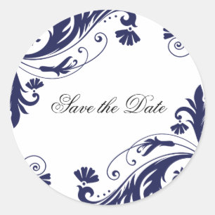 Klassische Marine und White Wedding Stickers