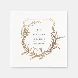 klassische Marinebolde Goldmotif-Monogramm-Hochzei Serviette