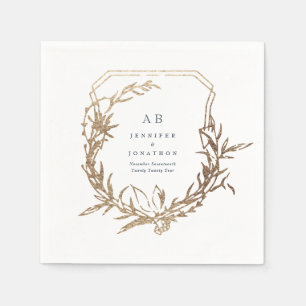 klassische Marinebolde Goldmotif-Monogramm-Hochzei Serviette