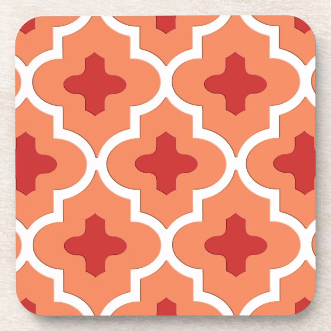 Klassische marokkanische Tile, Mandarin Orange Untersetzer (Vorderseite)