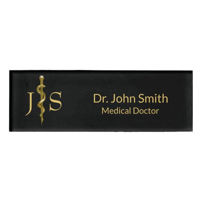 Klassische medizinische Runde von Asclepius Gold a Namenschild (Vorderseite)