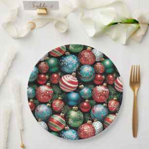 Klassische Mehrfarbige Weihnachtsschmuck Pappteller