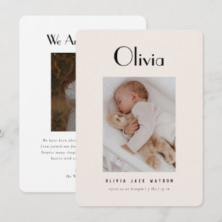 Klassische Minimal Baby Birth Ankündigung Begleitkarte