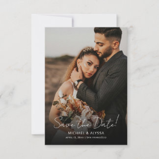 Klassische Minimal-Foto-Handschrift-Hochzeit Save The Date