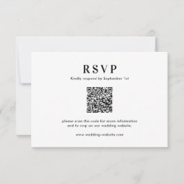 Klassische Minimal-Typografie QR-Code Foto-Hochzei RSVP Karte