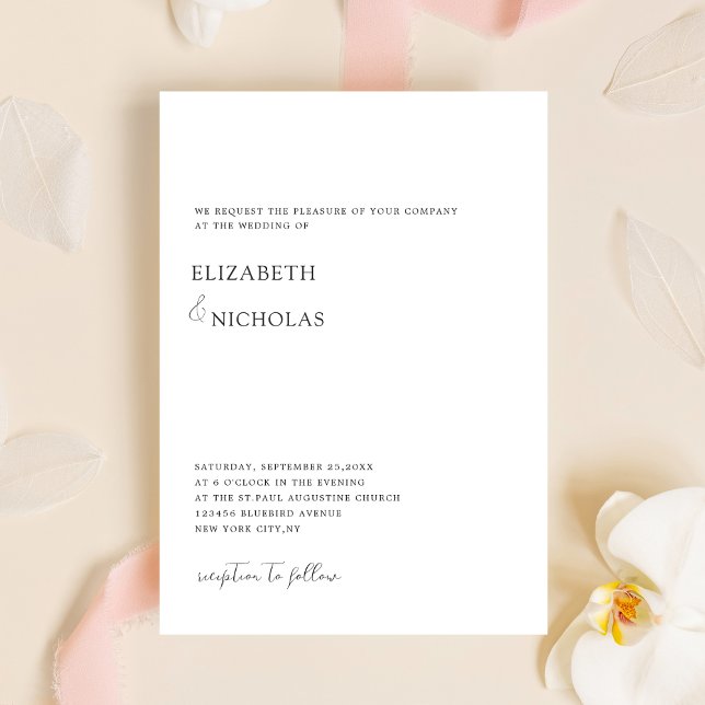 Klassische Minimalhochzeit in Schwarzweiß Einladung (Von Creator hochgeladen)