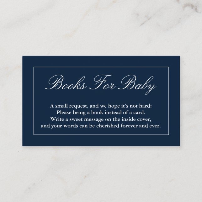 Klassische Minimalistisch Navy Blue Books für Baby Begleitkarte (Vorderseite)