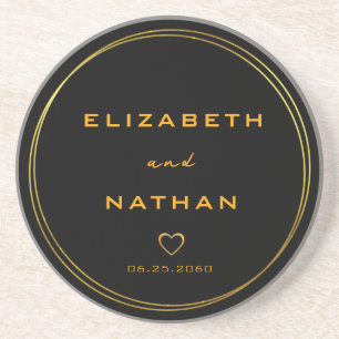 Klassische Minimalistische Black & Gold-Hochzeit Getränkeuntersetzer