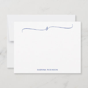 Klassische Minimalistische Blaukalligrafie Mitteilungskarte