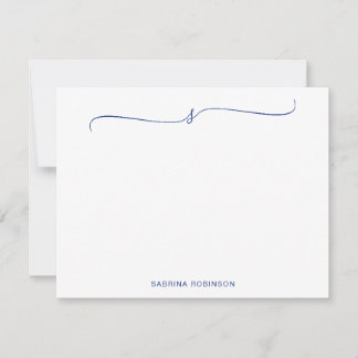 Klassische Minimalistische Blaukalligrafie Mitteilungskarte