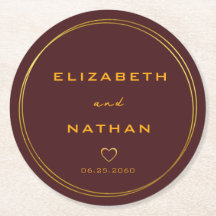 Klassische Minimalistische Burgundy & Gold-Hochzei