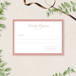 Klassische Minimalistische Dusty Rose Border Scrip RSVP Karte
