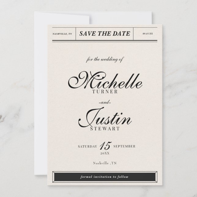 Klassische Minimalistische Elegante Foto Hochzeit  Save The Date (Vorderseite)