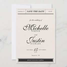Klassische Minimalistische Elegante Foto Hochzeit  Save The Date