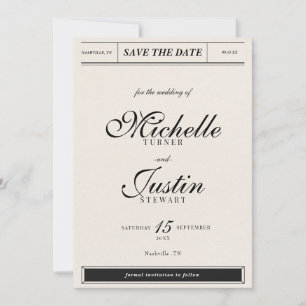 Klassische Minimalistische Elegante Foto Hochzeit Save The Date