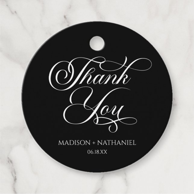 Klassische Minimalistische, elegante Script-Hochze Geschenkanhänger (Vorderseite)