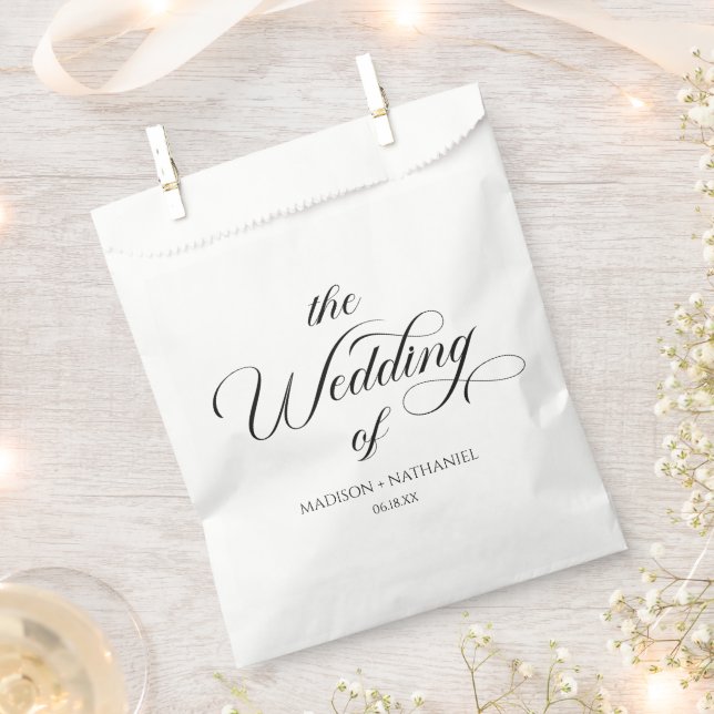 Klassische Minimalistische, elegante Script-Hochze Geschenktütchen (Ausgeschnitten)
