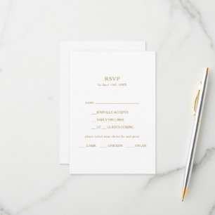 Klassische Minimalistische Gold-Menü-RSVP-Karte RSVP Karte