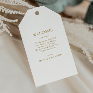 Klassische Minimalistische Gold Wedding Begrüßungs Geschenkanhänger