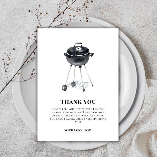 Klassische Minimalistische GRILLEN Grill Kinderdus Dankeskarte (Classic Minimalist BBQ Grill Baby Shower Thank You Card)
