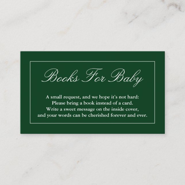 Klassische Minimalistische grüne Bücher für Kinder Begleitkarte (Vorderseite)