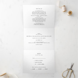 Klassische Minimalistische Hochzeit in einem Dreif Dreifach Gefaltete Einladung