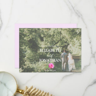 Klassische Minimalistische Hochzeit mit rosa Rose Dankeskarte