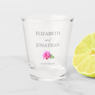 Klassische Minimalistische Hochzeit mit rosa Rose Schnapsglas