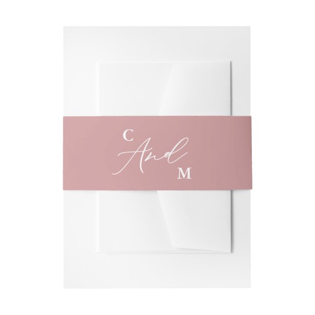 Klassische Minimalistische Monogram Rosa Hochzeit Einladungsbanderole (Vorderseite Beispiel)