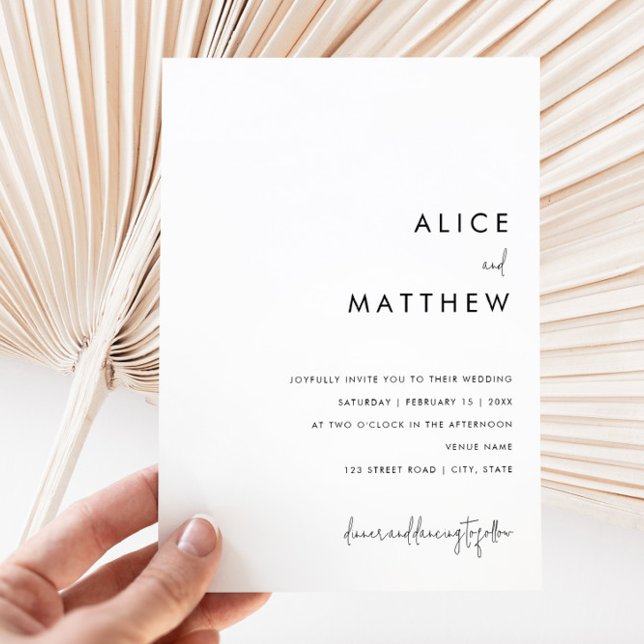 Klassische Minimalistische Schwarz-Weiß-Hochzeit Einladung (Von Creator hochgeladen)