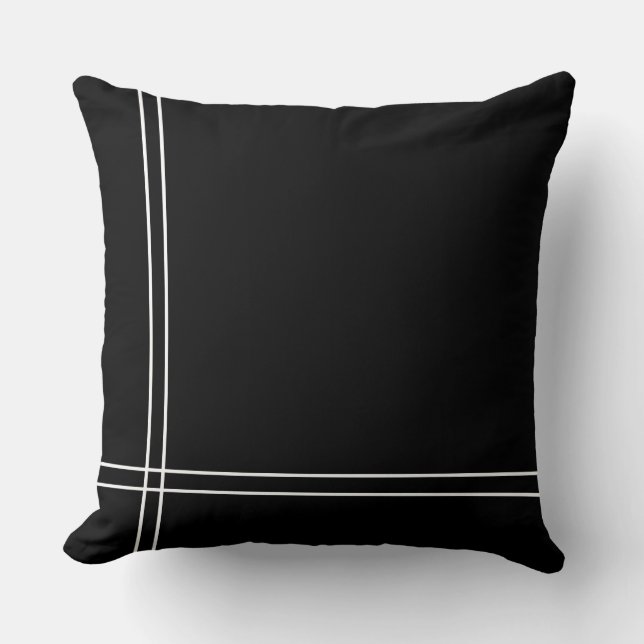 Klassische Minimalistische, Schwarz-weiße Streifen Kissen (Vorderseite)